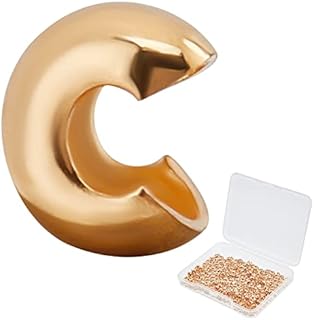 Beebeecraft 300Pcs/Box 18K Gold Plated Crimp Bead Covers Brass Half Round Open Crimp Beads Knot Covers Caps 4mm for DIY Jewelry Makings