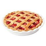 FEOOWV White Deep Dish Pie Pan for Baking-10 Inch Ceramic Fluted Pie Dish for Apple, Quiche, Pecan, Pot Pies, 53Ounce Round Pie Plate