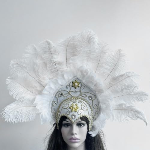 Coiffe de carnaval années 1920 aux plumes légères et ajustables - 4