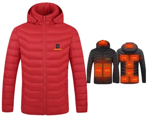 Image of Heated Hoodie for Men and Women,Heated Jacket with 3 Heating Levels, 9 Heating Zones Heated Down Hooded Coat