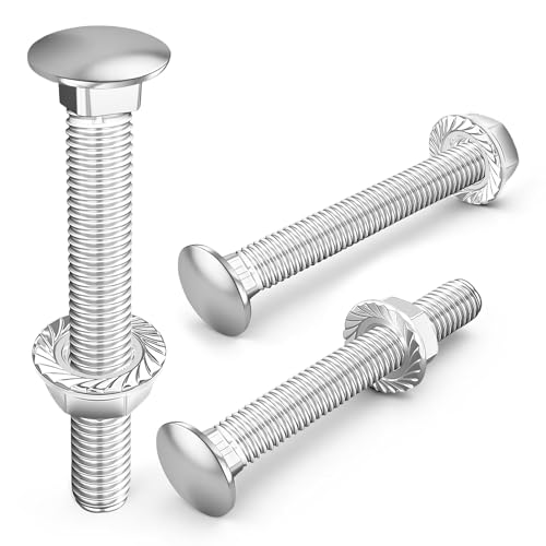 Jyvex 30 tornillos de cerradura, M6 x 60 mm, M6, galvanizados, DIN 603, tuerca de brida, tornillos de cerradura m6 de acero inoxidable, tornillos de cabeza redonda plana para muebles, decoración