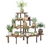 RHXWFDG Eck-Pflanzenständer, 4-stöckiges, viertelrundes Blumentopfregal, großes Leiterregal, langlebiger Stauraum, langlebiger Holz-Pflanzenständer, Regal-Pflanzgefäße