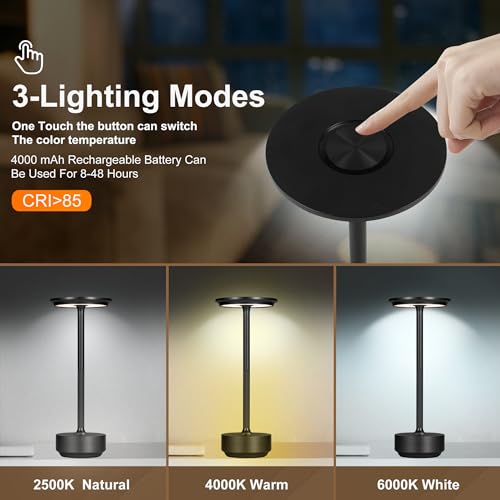 Fdidc 2 Pack Led Cordless Table Lamps,Rechargeabletable Lights Battery Operated Lamps,Portable Touch Mini Small Battery Lamps For Nightstand/Dining Room/Outdoor Cordless Lamp thumb #2
