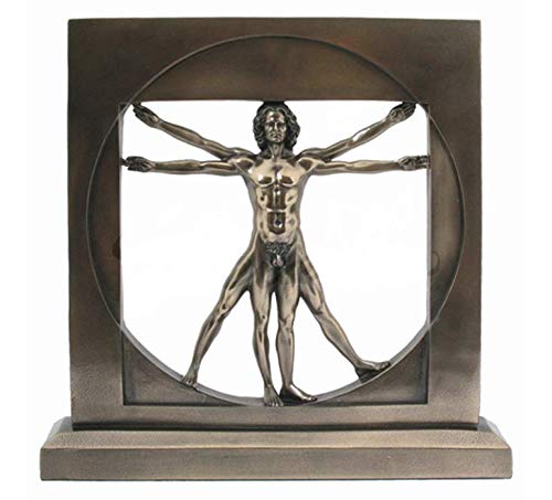 Vitruvian Man By Leonardo Da Vinci Male Nude Figure Bronze Powder Cast Statue 8-1/2 Inch #TOP20