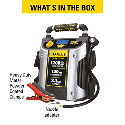 1200 Peak Amp Automotive Jump Starter, Portable Power – 2.1A/10W USB Port, 120 PSI Air Compressor - Thumbnail 5