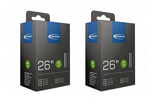 Schwalbe 2 x 26 Mountain Bike Inner Tubes 26x2.1 with Schrader/Car Valves,Black