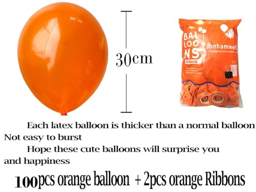 Image of Jonhamwelbor Orange Balloons 12 inch 100 Pack Orange Latex Balloons Helium for Halloween Autumn Party Decoration Balloon