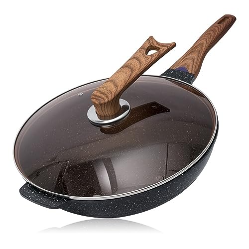 Wok de aluminio fundido con recubrimiento antiadherente 13.4 pulg miniatura 1
