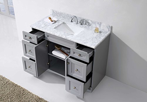 Virtu Usa Es-32048-Wmro-Gr-Nm Elise 48" Single Bathroom Vanity In Grey With Marble Top And Round Sink, 48 Inches, Cool Gray #TOP5