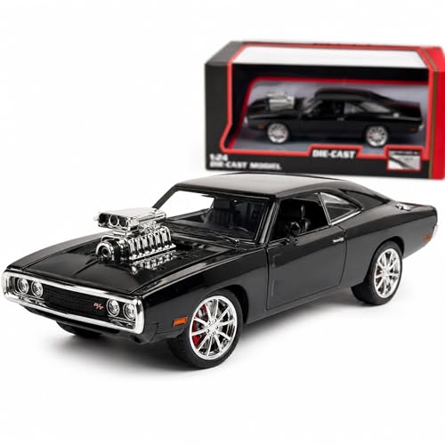 Image of Dodge Charger 1:24 Scale Die Cast Metal Car - Pull Back Classic Muscle with Openable Doors, Hood & Trunk, Lights & Sound, Collectible Showpiece for Kids 6+ & Car Enthusiasts