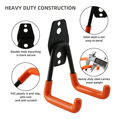 Home Master Hardware 12 Pack Heavy Duty Garage Storage Hooks Hanger Anti-Slip Wall Mount Utility Double Hooks Garage Organizer Tool Storage For Ladders, Bike, Hoses, And More Equipment #TOP2