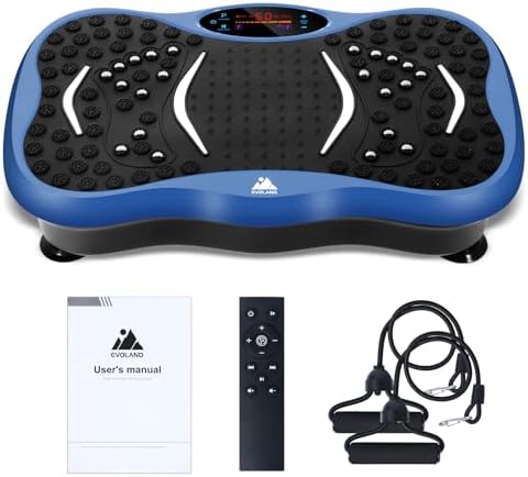 Bild 9 - EVOLAND Vibrationsplatte Vibrationsgeräte mit 5 Trainingsprogramme bis 99 Intensitätsstufen, Bluetooth Lautsprecher, Widerstandsbänder mit Griff für Ganzkörpertraining und Körperformung