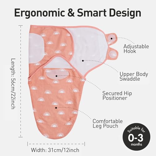 Image of GLLQUEN BABY Swaddles for Newborns 0-3 Months, Adjustable & Easy Fastener | 3-Pack, Organic Cotton Swaddle, Womb-Like Nursery Swaddling Blanket reduces startle reflex, soft and skin-friendly fabric
