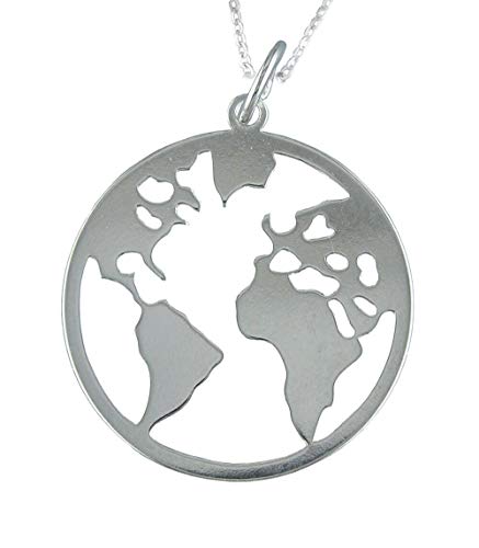 Image of World Globe Necklace in 925 Sterling Silver, with 45 cm Chain & Gift Box