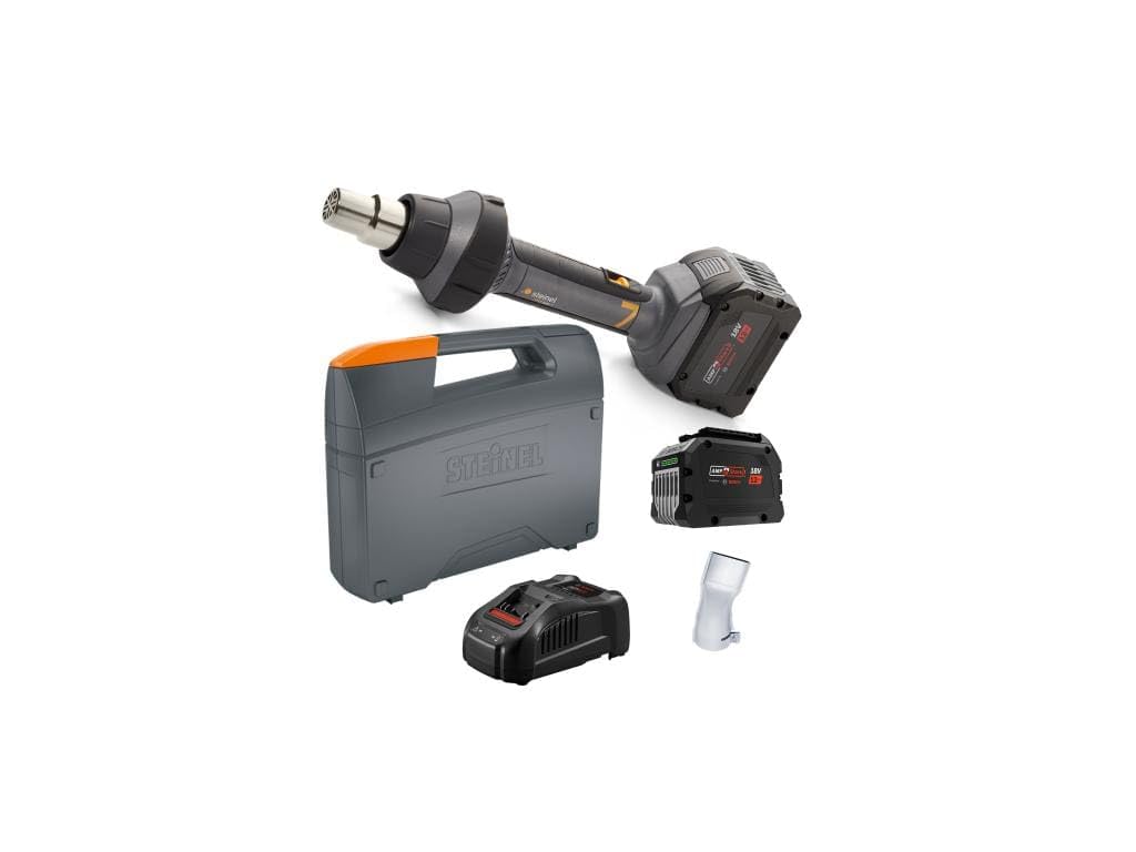 Steinel Mobile Heat 7 Roof Kit - Industrial Heat Gun with 2 12Ah Batteries 40mm Nozzle and Case