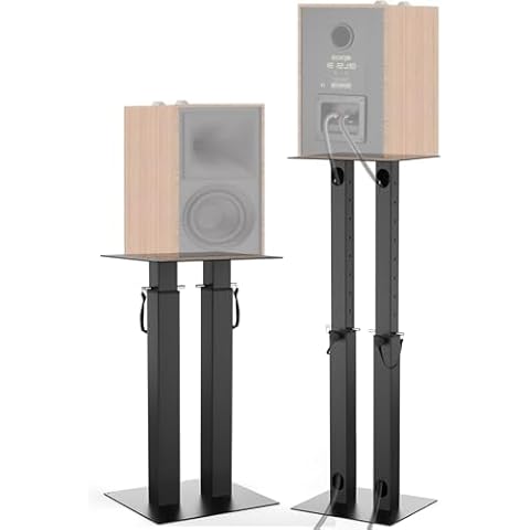 Universal Speaker Stand Pair Double Tubes Heavy Duty Bookshelf Speaker Stands Support 110lbs 16.7" to 29.3" Height Adjustable Floor Speaker Stand with Non-Slip Pad for Home Theater Cover