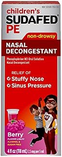 Children's Sudafed PE Nasal Decongestant with Phenylephrine HCl, Berry-Flavored Liquid, 4 fl. oz
