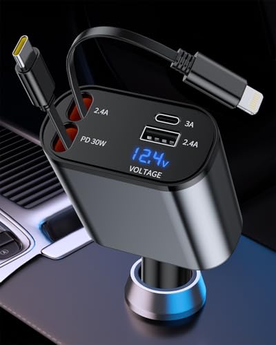 iVoiddeck  [d 莮 VK[\Pbg 4in1 ԍڏ[d J[`[W[ }[d PD 3.0 QC3.0 |[g 4䓯[d dvt DC12/24VԑΉ iPhone, Pixel, Galaxy Ultra, 