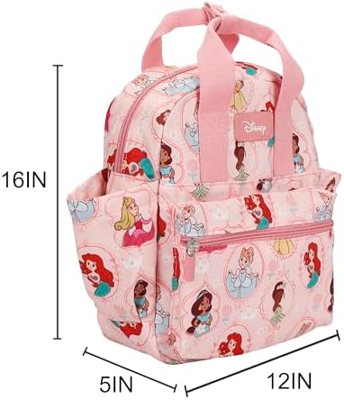 Bioworld 유치원, 어린이집 및 여행용 40.6cm(16인치) 유아용 백팩, 디즈니 프린세스 Aop 핑크, 백팩 — 사진 3