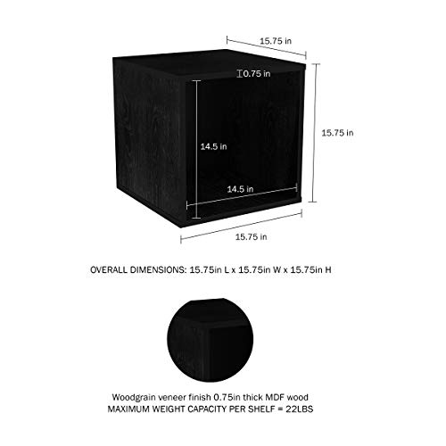 Lavish Home End Stackable Contemporary Minimalist Modular Cube Accent Table Or Shadowbox For Bedroom, Living Room Or Office (Black) #TOP1