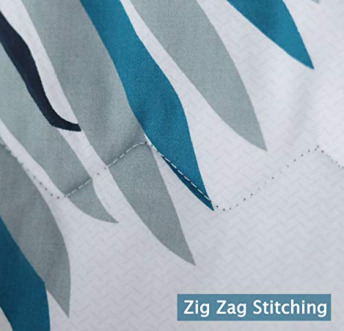 SLEEPBELLA Comforter King Size, 600 Thread Count Cotton Blue Floral with Khaki & Grey Leaves Pattern White Reversible Comforter Set,Down Alternative Bedding Set 3Pcs(King, Blue Botanical) - Image 6