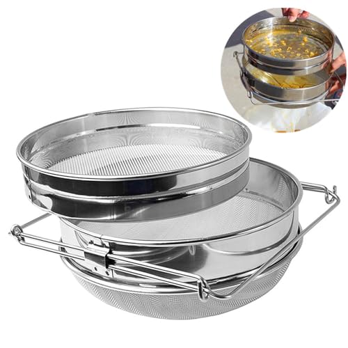 HMWOKPOT Doppelsieb-Edelstahl-Imkerei-Honigsieb, Teleskopausleger-Imkerei-Honigfilter Für Imkerei-Spezialwerkzeuge