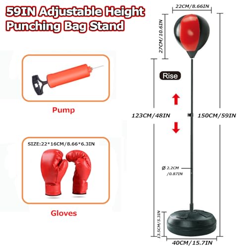 Speed Ball Stand Punching Bag Set,Fitness Reflex Bag for Adults,Adjustable Height Freestanding Reflex Speed Bags with Gloves, Boxing Punching Bag for Training, Stress Relief and Fitness.