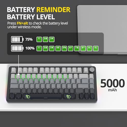 Image of surmen M75 Wireless Mechanical Keyboard 75% Gasket Mounted Gaming Keyboard Pre-lubed Stabilizer with Knob RGB Backlight Hot-Swappable for Mac /Win(MoonNight)