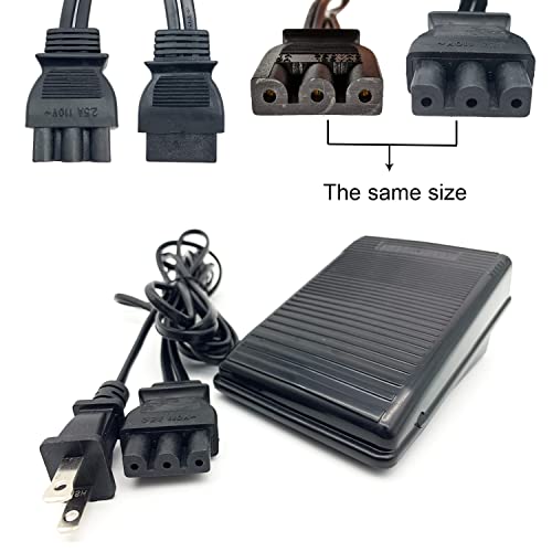 Brightlylit Foot Pedal And Power Cord For Singer Sewing Machine,D Shape Plug,Apply To Singer 2277 4411 4423 1012 1107 1120 1130 1408 1507 1748 2250 3207 4102 50T8 6239 7322 (359102-001) #TOP1
