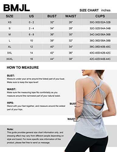 Bmjl Womens Workout Tank Tops Sleeveless Shelf Bra Running Vest Strappy Back Athletic Shirts (Small, Gray) #TOP6