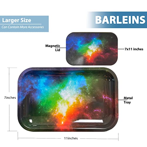 Barleins Cigarette Rolling Trays With Lid, Rolling Tray With Magnetic Lid Rolling Tray With Lid, Metal Tray With Cover (7X11 Inch) #TOP1