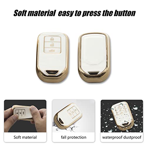 Shejisi Car Key Fob Cover Gold Soft Keychain,Girly Full Covers Keys Shells,Beautiful And Shiny Automotive Accessories,New Car Key Holder,Compatible With Honda Accord Odyssey Jade Crv Civic Fit #TOP3