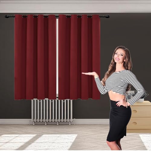GOUSUN Vorhang Verdunkelung 1Er Set 100 x 130 cm Höhe Verdunkelung Schiebegardinen Blickdichte Gardinen mit Ösen Blackout Vorhang Blickdicht Abdunkelnd für Schlafzimmer, Rot