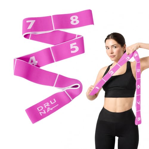 Bandas Elasticas Musculacion de Resistencia para Fitness Fisioterapia y Pilates + Gomas Gimnasio para Hacer Ejercicio y Estiramientos con 8 Asas Ajustables Unisex Rosa - Druna