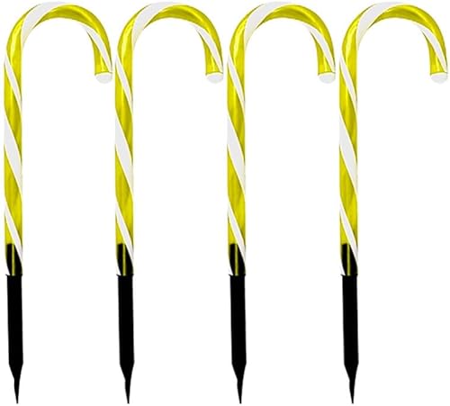 ikasus 4 luces LED de bastón de caramelo de Navidad con control remoto de batería de 14.5 pulgadas, marcadores de camino de caramelo de Navidad,