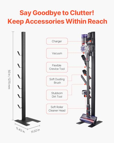 Image of VEVOR Vacuum Stand, Compatible with V6 V7 V8 V10 V11 V15, Stable Vacuum Stand Holder with 6 Hooks for DC30 DC31 DC34 DC35 DC58 DC59 DC62 D74 Cordless Upright Vacuum Cleaners & Accessories