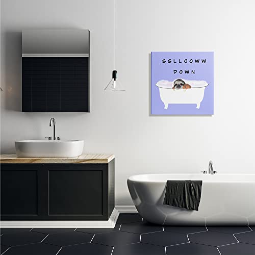 Image of Stupell Industries 'Slow Down Baby Sloth Bubble Bath Lavender'| Canvas Art | Stupell Industries | 24 x 24 Inches, Easy to Hang and Sturdy, Made in USA, by Ashley Singleton