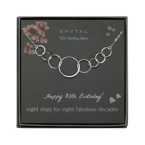 Product Image of the EFYTAL 80th Birthday Gifts for Women, Sterling Silver Eight Circle Necklace for Her, 80 Year Old Birthday Gifts for Women, Birthday Decorations
