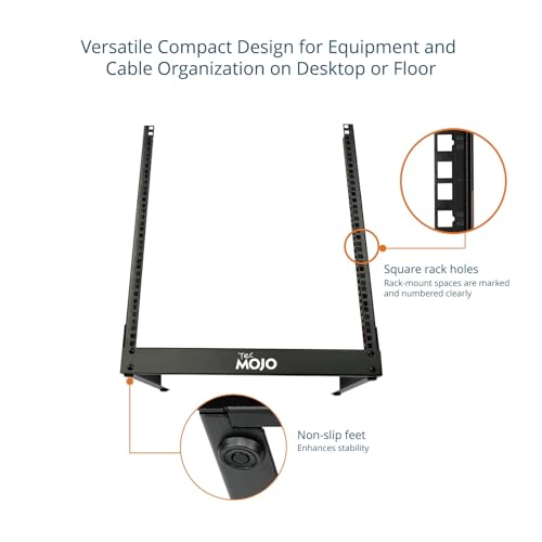 Tecmojo Rack de Bureau 19 Pouces 12U à 2 Montants, Rack à Structure Ouverte pour Équipements AV, Informatiques, Audio et de Studio 19 Pouces, à Poser sur Un Bureau à la Maison ou au Travail, Noir – vue 4