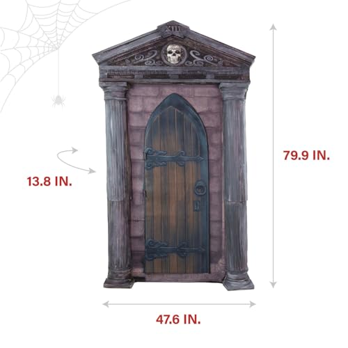 Haunted Hill Farm 6.7-Ft Animatronic Mausoleum by Tekky, Halloween Animatronic, Spooky House Wall Decoration, Creepy Indoor & Covered Outdoor Party Decor Motion-Activated Lights & Sound, LifeSize