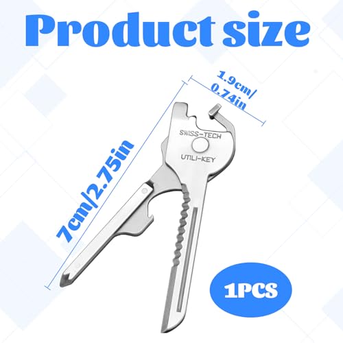 Keychain Portable Cutter Multi Tool,2 PCS 6 in 1 Keychain Stainless Steel Key Screwdriver Pocket Tool Key,Portable Cutter,Portable Bottle Opener Key for Outdoor Camping Adventure Everyday Tools - Image 2