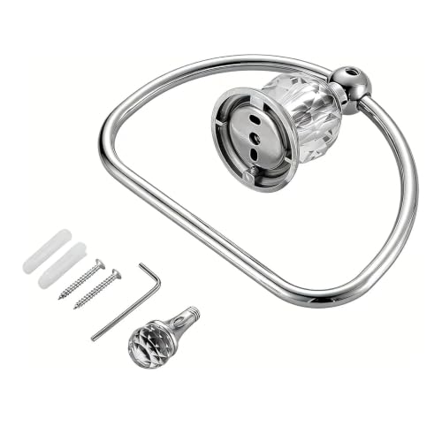 AIRBATH Crystal Toilet Paper Holder,Chrome Towel Ring,Bathroom Hand Towel Holder Towel Hook Tissue Roll Paper Holder 2 Pieces Wall Mounted for Bath Accessories Kitchen Decor by AIRBATH - Used condition - Image 8