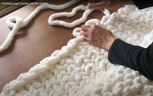Chenille Chunky Yarn Knitting Kit Makes A Super Soft Blanket. Soft Polyester Hand Knitting Yarn. Chunky Knit Blanket Kit Incl Pattern & Video Instructions. Luxury Thick Knitting Yarn Gift #TOP5