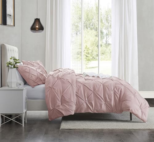 Image of Nestl Twin Duvet Cover Set Peach Beige - Soft Double Brushed Duvet Set with Button Closure & Corner Ties, 2 Piece Luxurious Pinch Pleated Duvet Cover Set 68x90 Inches with 1 Pillow Sham