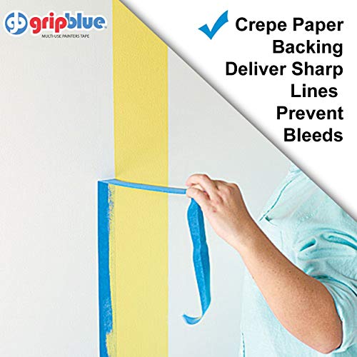 GripBlue Blue Painters Tape 3 Inch Wide, 12 Rolls Masking Tape - Perfect for Precise Lines on Walls & Trim, Multi-Surface, Residue-Free, Easy Removal - Ideal for Indoor & Outdoor Use, 3in x 60yds — view 3