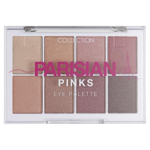 Collection Cosmetics Intensely Pigmented Colour Eye Shadow Palette with 8 Stunning Shades, Shimmering Metallic, 8.8g, Parisian Pinks
