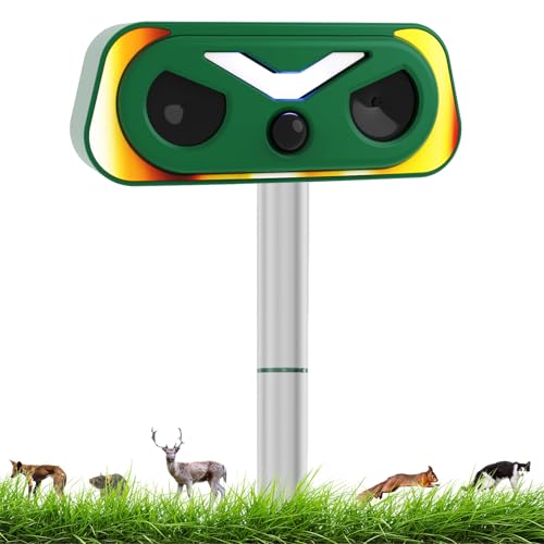 Repelente de gato ultrasónico, repelente de gato y repelente de gatos al aire libre, 2 modos IP66, impermeable, ultrasónico anti gato con detector de movimiento y flash LED para gatos y ratones