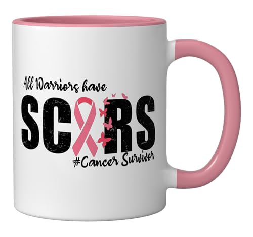 Taza de cerámica para sobrevivientes de cáncer rosa/blanca miniatura 2