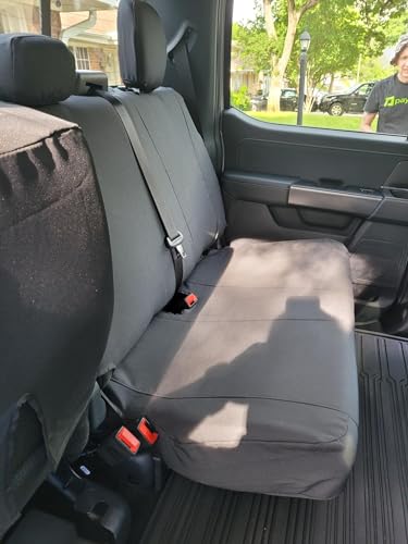 Durafit Seat Covers | Compatible with 2019-2024 Ford F150-F550 Super Cab/Crew Front and Rear Seat Cover Set | Solid Black Endura Fabric | Ford Car Seat Covers | Waterproof Car Seat Cover