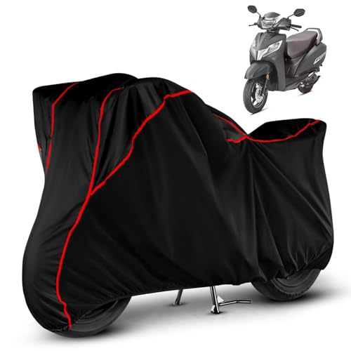 Image of DAXO Waterproof Scooty Cover for Honda Activa 125 | All Weather Protection from Rain, Dust, Sun & Scratches | Black Red Piping | Universal Fit for All Bike & Scooty | Activa 125 Scooty Cover